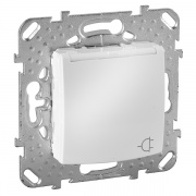 Розетка  с заземлением со шторками с крышкой (винтовой зажим) SE Unica, белый