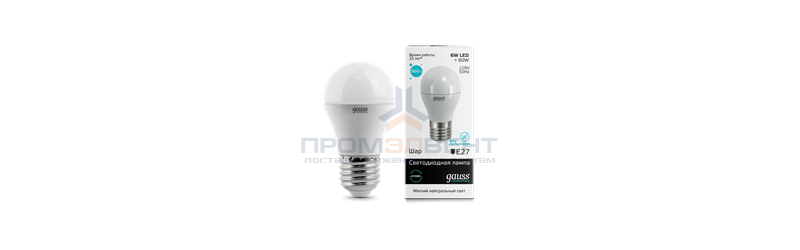 Лампа Gauss LED Elementary Globe 6W E27 4100K 1/10/50