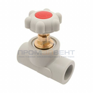 Кран вентильный FV-Plast - 40 (для полипропиленовых труб под пайку, цвет серый, ручка барашек)