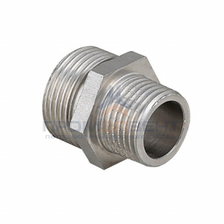 Ниппель латунный резьбовой переходной STOUT - 4" x 2"1/2 (никелированный)