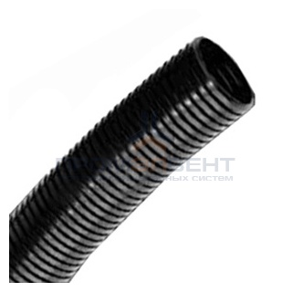 Труба PA6V0, гибкая гофр. д.32мм, без протяжки, цвет тёмно-серый [бухта 25м]