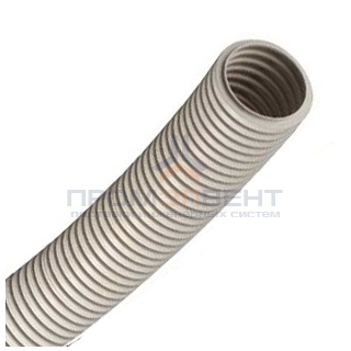 Труба ПВХ гибкая гофр. д.25мм, лёгкая с протяжкой, цвет серый [бухта 25м]