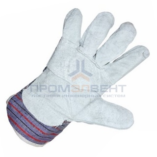 Перчатка спилковая (спилок + хб ткань), кожевенный спилок класса АВ. Материал подкладки: 100% хб